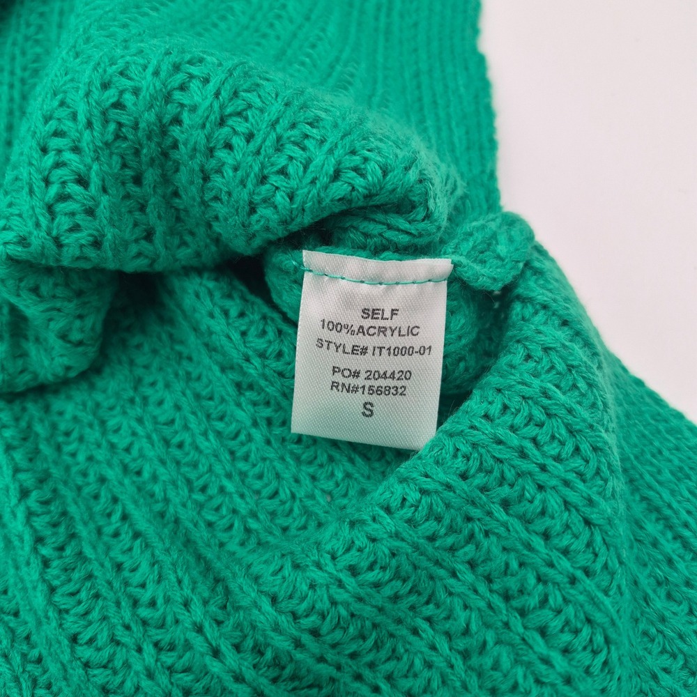 BiBi Green Chunky Knit Sweater Vest Crew Neck Pocket IT1000-01 NWT Small - Picture 6 of 6